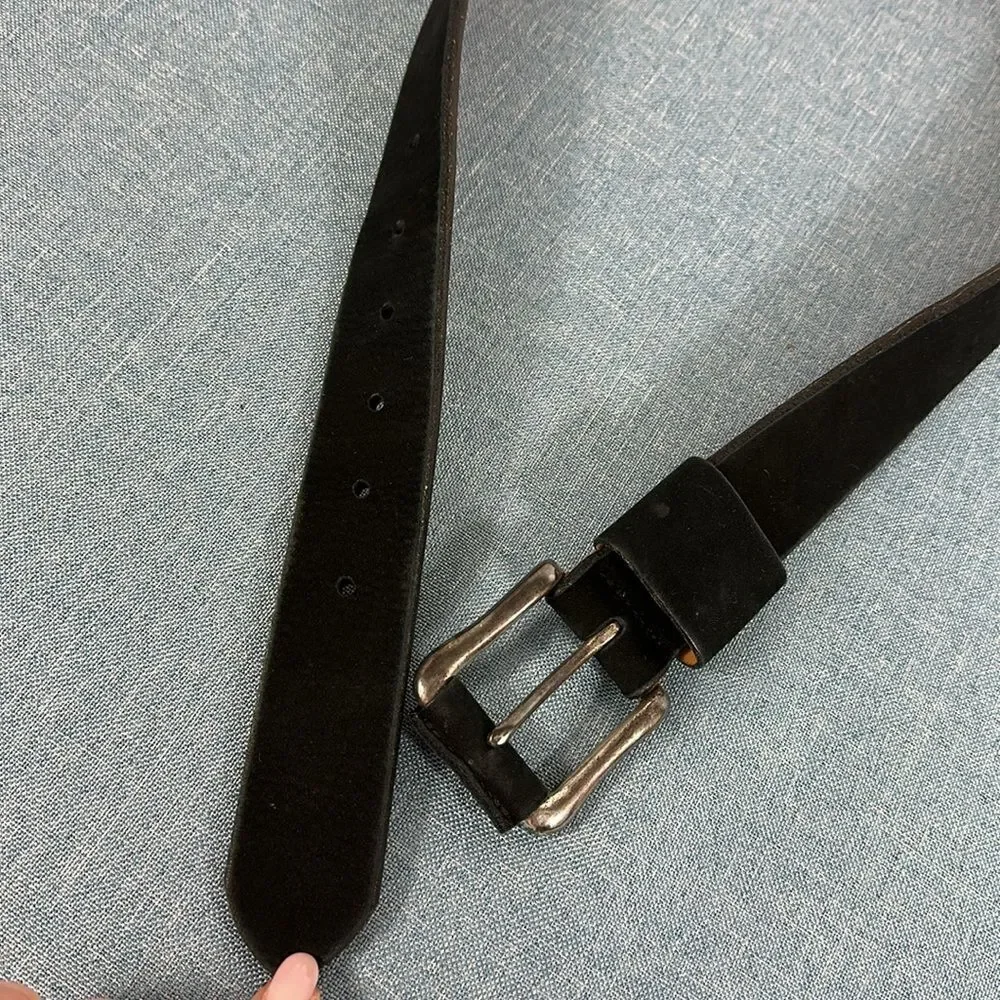 Isda & Co Men's Black Leather Nubuck Belt Size M